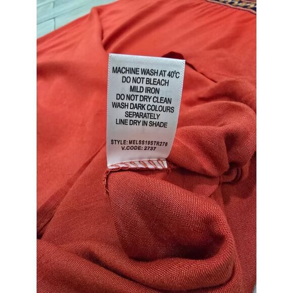Melange Orange Midi Dress Embroider Summer Lagenlook Comfort Size L - Picture 8 of 8